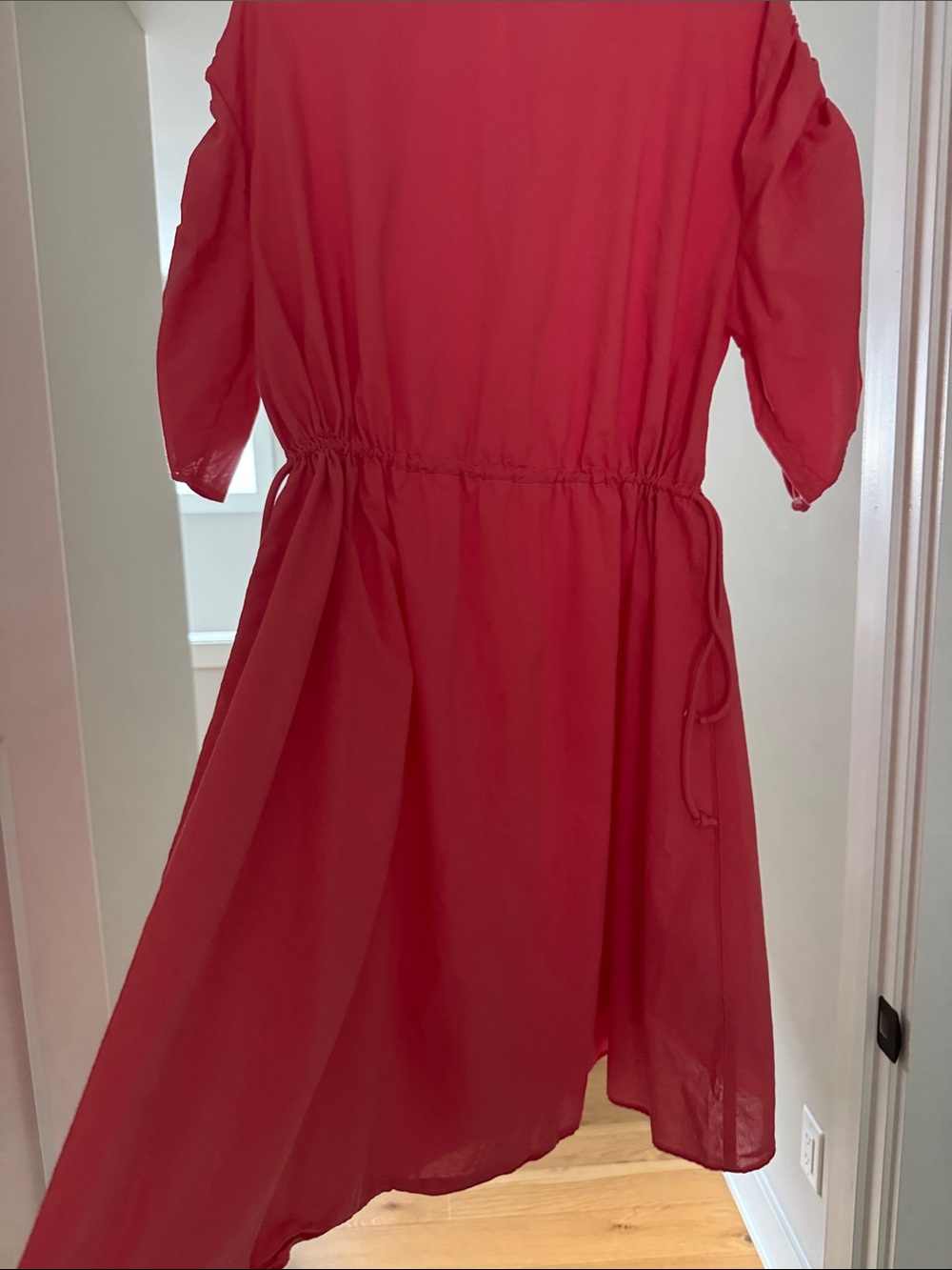 Emporio Armani Coral Pink/Orange Drawstring Casual Dress